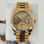 Rolex Day-Date 40 Yellow Gold Champagne Diamond Dial & Fluted Bezel President Bracelet 228238 -