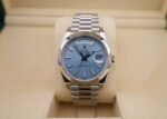 Rolex Day-Date 40 Platinum Ice Blue Diagonal Motif Dial & Smooth Bezel President Bracelet 228206 - - Image 2