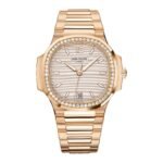 35mm 18k Rose Gold Silver Dial Diamond Bezel
