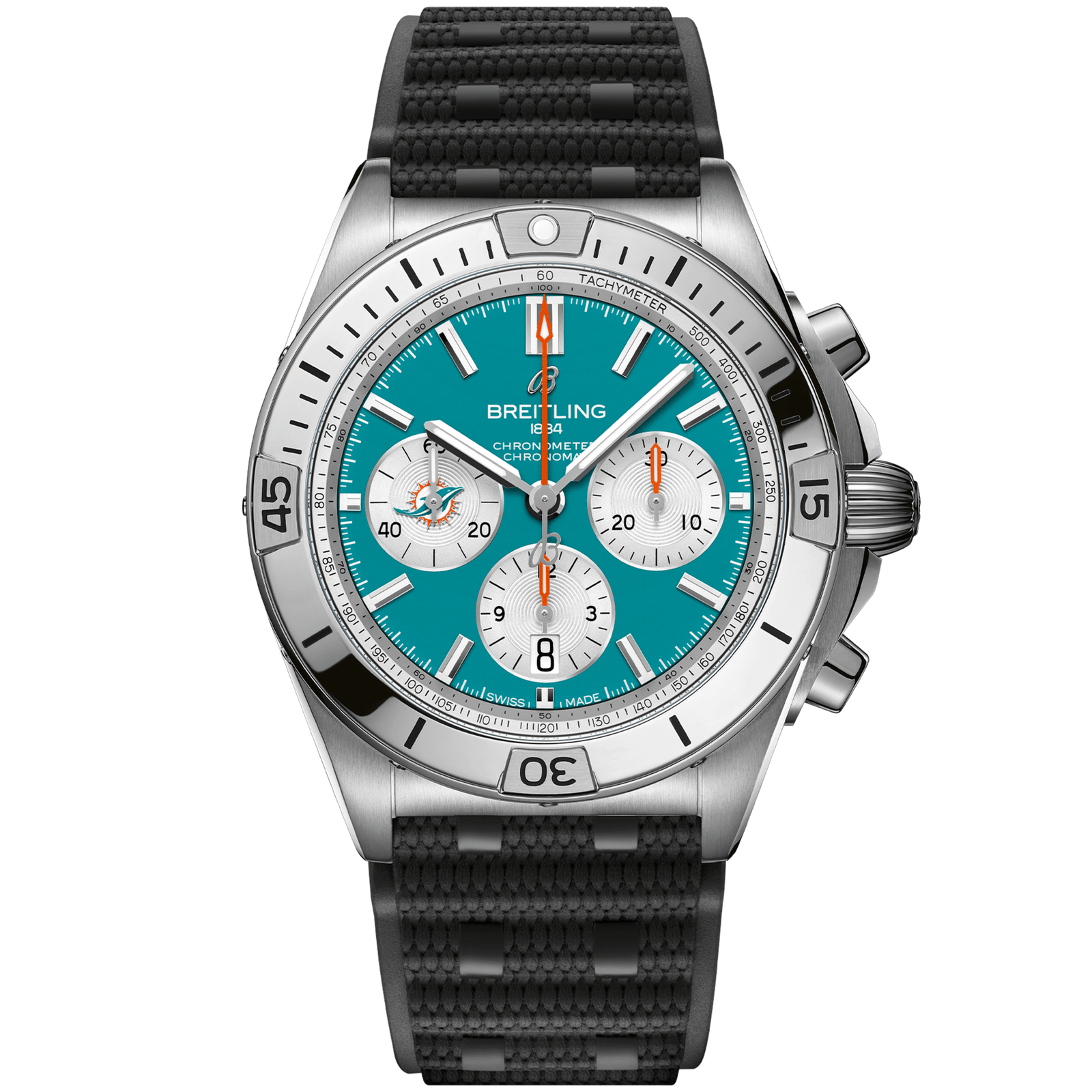 Chronomat_B0142_AB01342B1L2S1_RUBBER_MIAMI_DOLPHINS_DIGITAL-scaled-1.png Chronomat B01 42 NFL Miami Dolphins Edition AB01342B1L2S1 - 图片 1