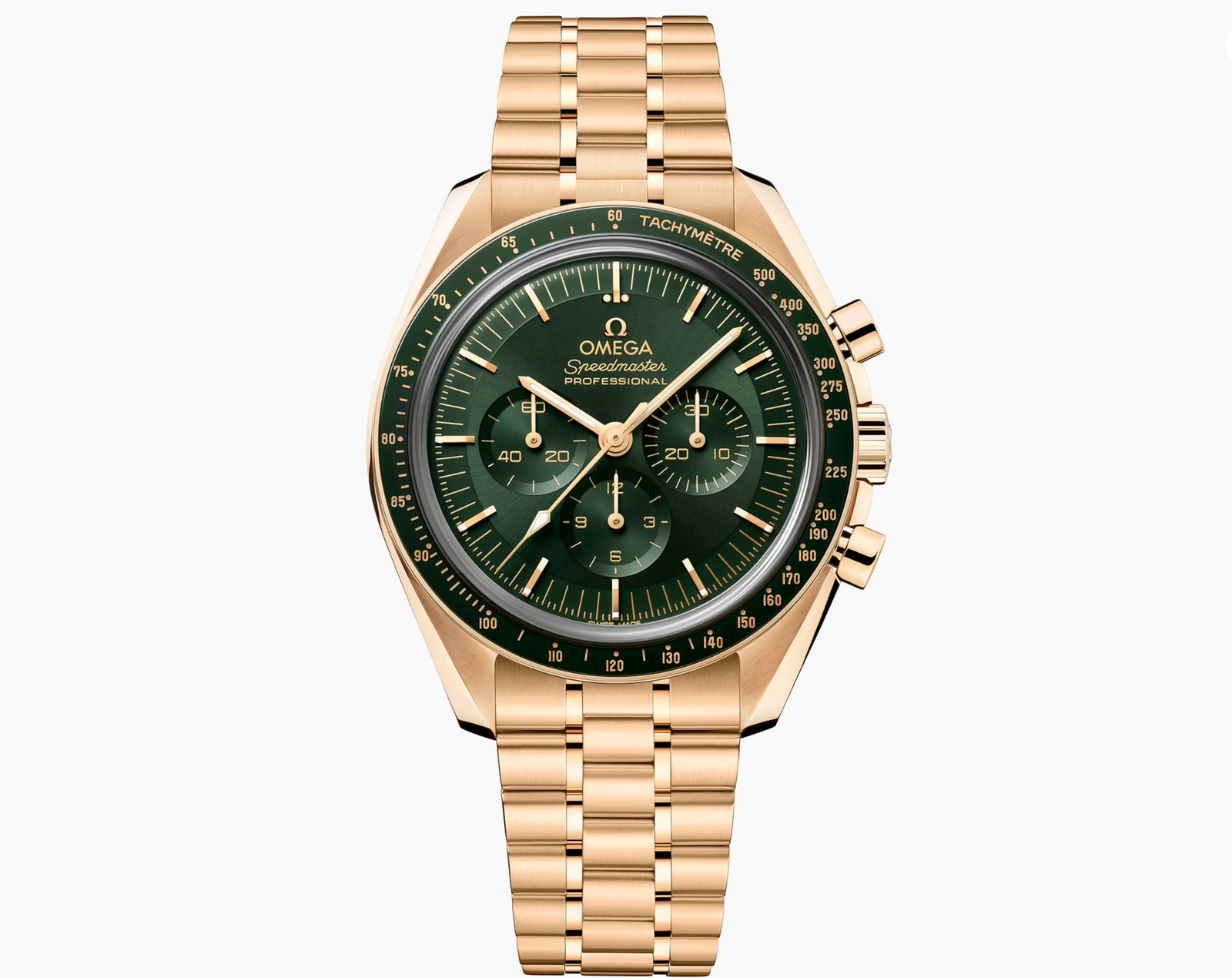 Pre-Owned-Omega-Speedmaster-Moonwatch-Professional-42mm-Green-Dial-in-18K-Moonshinetm-Gold-JD-Watches-NY.png Omega Speedmaster Moonwatch Professional - 42mm Green Dial in 18K Moonshine™ Gold - Image 1