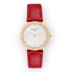 Patek Philippe Calatrava 5006 Rose Gold Silver Dial Diamond Mens Watch