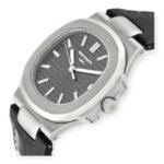 Patek Philippe Nautilus 18K White Gold Black Strap Mens Watch 5711 - 图片 3