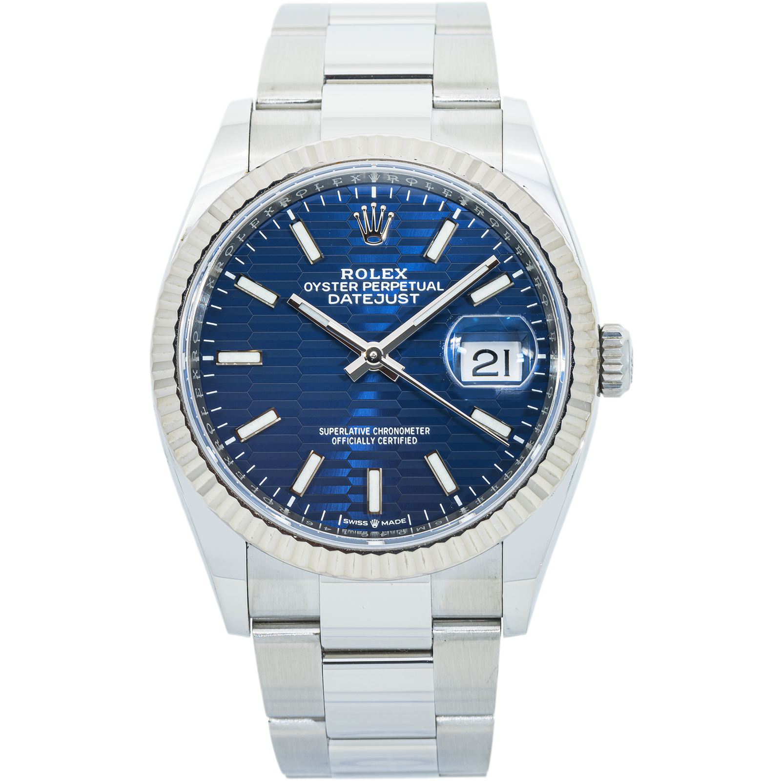 Pre-Owned-Rolex-Datejust-36-126234-Blue-Fluted-Dial-White-Gold-Fluted-Bezel-Oyster-Bracelet-JD-Watches-NY.png Rolex Datejust 36 126234 – Blue Fluted Dial, White Gold Fluted Bezel, Oyster Bracelet - 图片 1