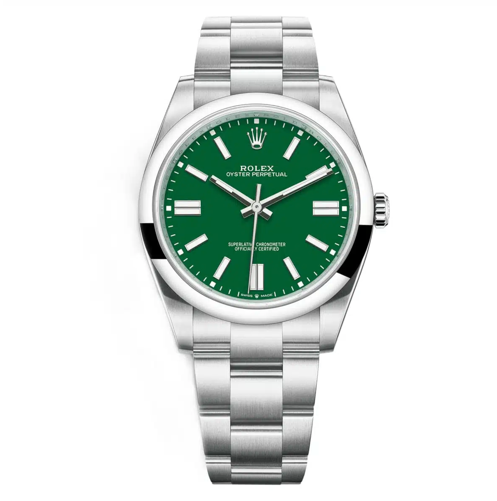 Pre-Owned-Rolex-Oyster-Perpetual-124300-0005-Green-Dial-with-Smooth-Bezel-and-Stainless-Steel-Oyster-Bracelet-JD-Watches-NY.png Rolex Oyster Perpetual 124300-0005 – Green Dial with Smooth Bezel and Stainless Steel Oyster Bracelet - Image 1