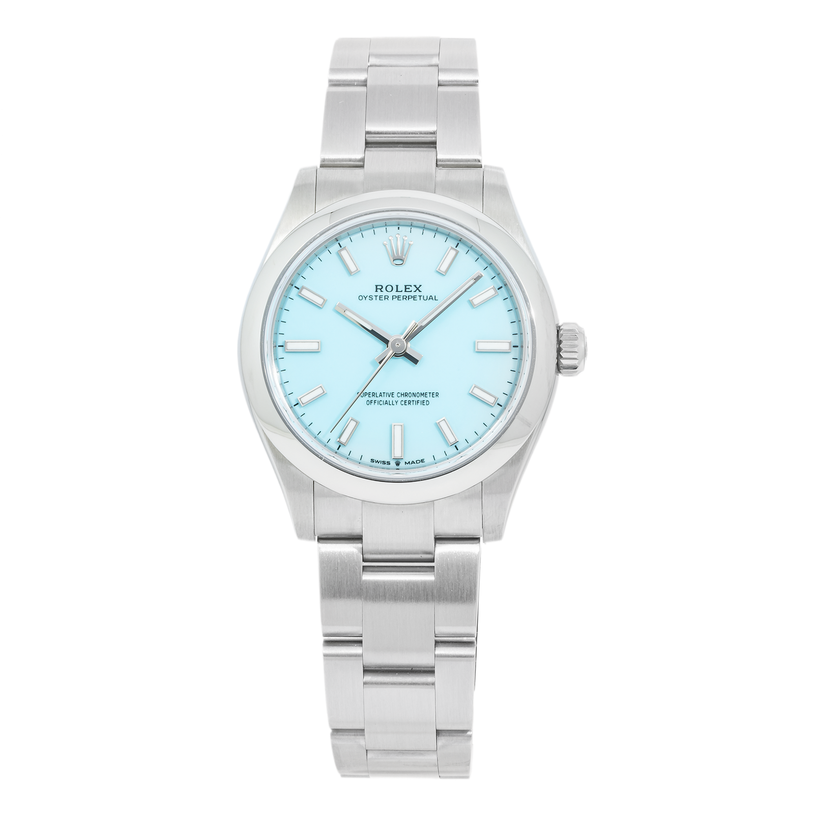 Pre-Owned-Rolex-Oyster-Perpetual-31mm-with-Turqouise-Blue-Dial-277200-Oyster-Bracelet-JD-Watches-NY.png Rolex Oyster Perpetual 31mm with Turqouise Blue Dial 277200 Oyster Bracelet - 图片 1
