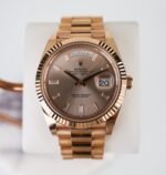 Rolex Day-Date 40 Rose Gold Sundust Diamond Dial & Fluted Bezel President Bracelet 228235 -